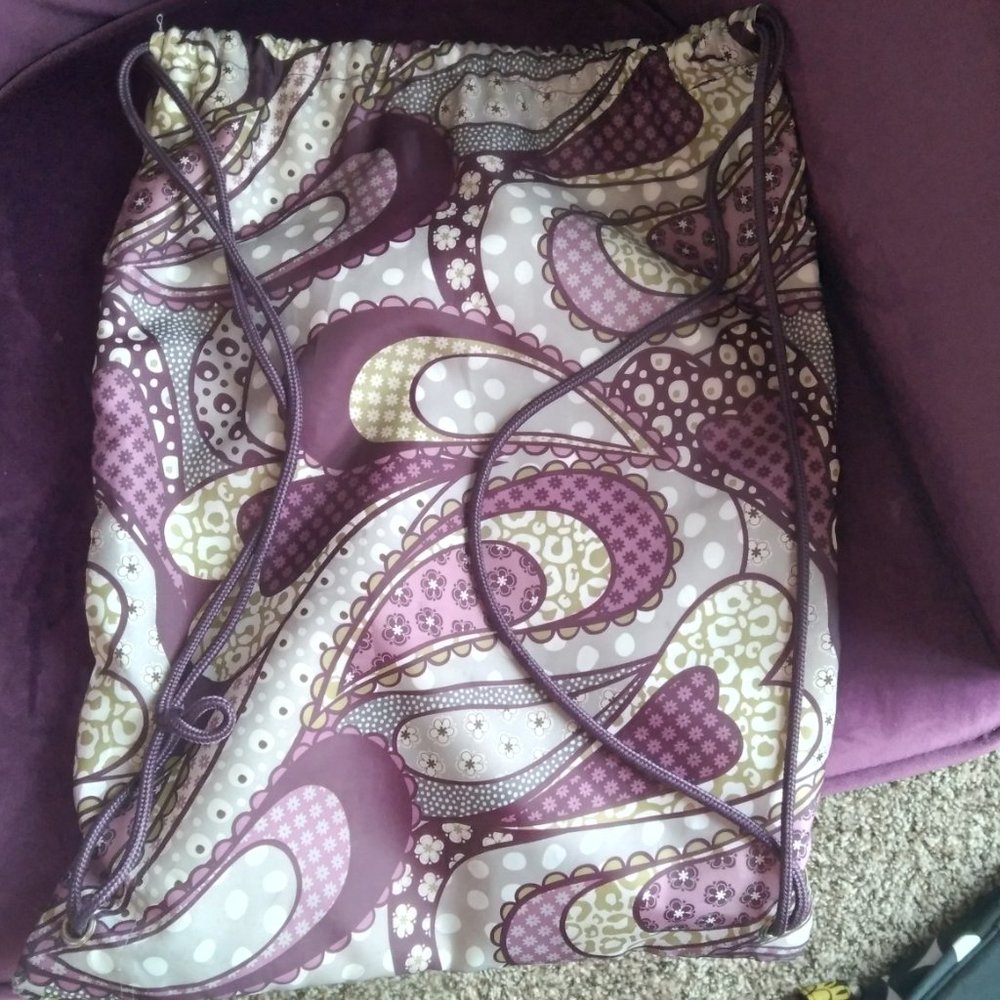 Purple Paisley Drawstring Backpack. - image 1